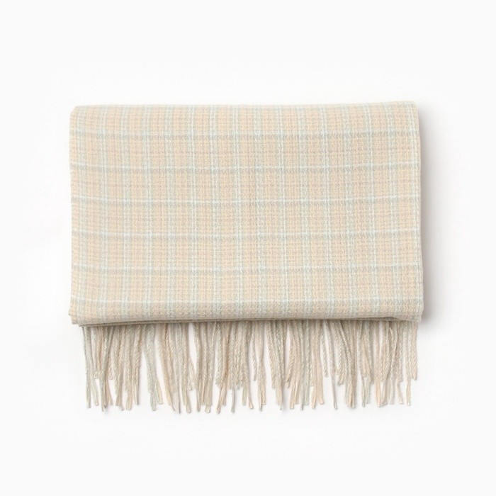 Шарф зимний с кистями MINAKU, размер 65×180 + 8 см, молочный