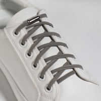 Шнурки для обуви, пара, круглые, с фиксатором, эластичные, d=5 мм, 100 см, серые