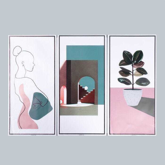 Наклейка пластик интерьерная триптих "Абстракция. Девушка" набор 3 листа 29,5х61 см Наклейка пластик интерьерная триптих "Абстракция. Девушка" набор 3 листа 29,5х61 см