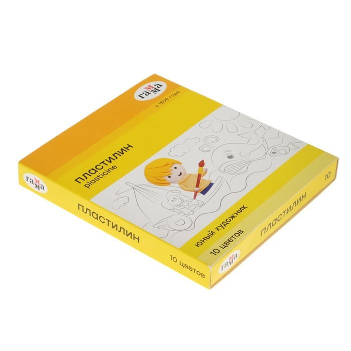 Пластилин 10 цветов 140 г, «Гамма» «Юный художник», со стеком