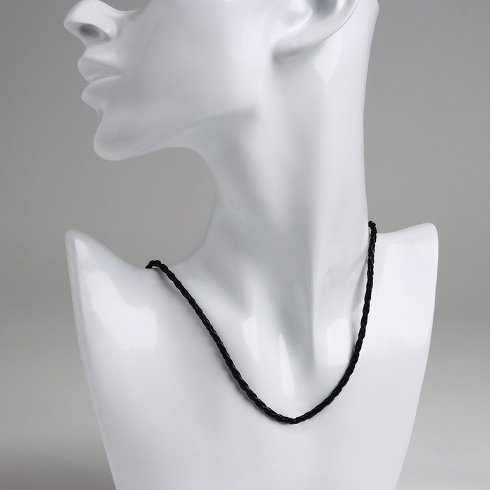 Шнурок кожаный d=3 мм, 45 см, чёрный, косичка