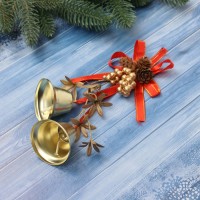 Украшение новогоднее колокольчик «Зимнее волшебство. Очарование» декор веточки, шишки, 15х7 см