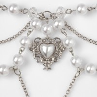 Колье с жемчугом «Сердце» ажурные капли, цвет белый в серебре