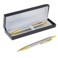 Ручка подарочная Calligrata «Модерн», шариковая, автоматическая, в футляре, корпус серебристый с золотым
