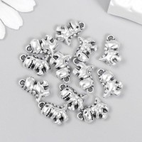 Декор для творчества металл "Динозаврик" серебро 1,7х1 см