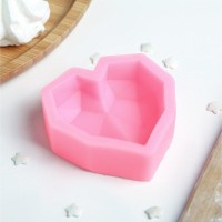 Молд Доляна «Сердце», силикон, 7,5×7,5×2,5 см, цвет розовый