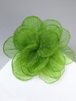 Брошь текстильная «Цветок» объемный, невесомый, цвет зелёный