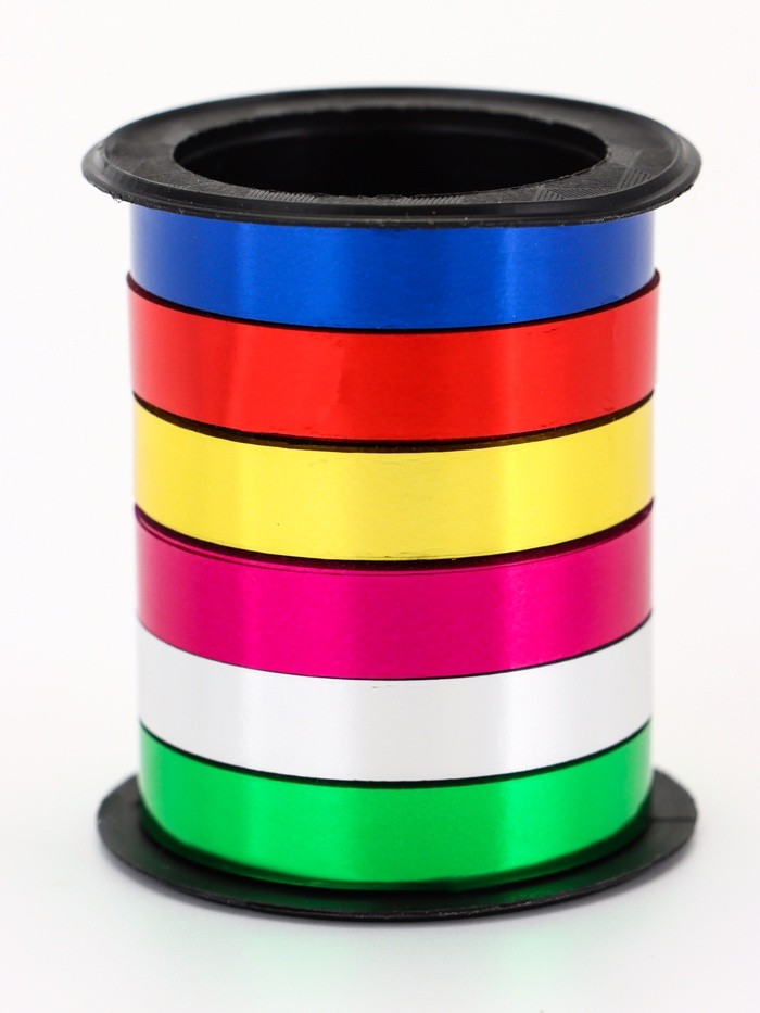 Лента упаковочная глянцевая, ассорти 0.8 см × 3 м (набор 6 цветов)