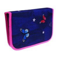 Пенал 1 секция 140 х 210 х 40 мм, откидной карман и косметичка, тканевый, Calligrata TOP Content "Котик"