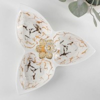 Менажница 3 ячейки «Марбл» 25,3×23×4,5 см, цвет белый