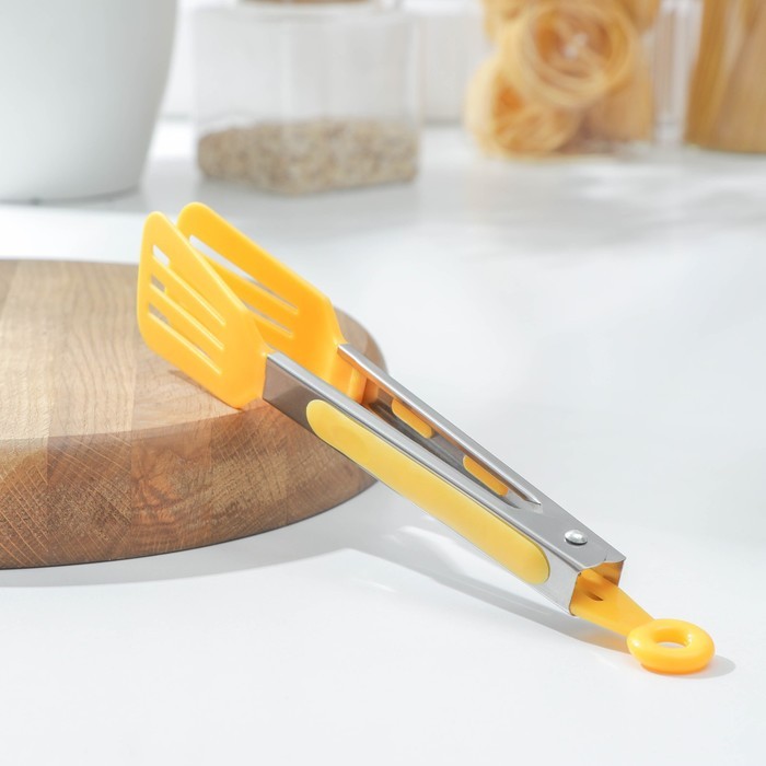 Щипцы кулинарные Доляна «Лопатка», 25×5 см, цвет зелёный