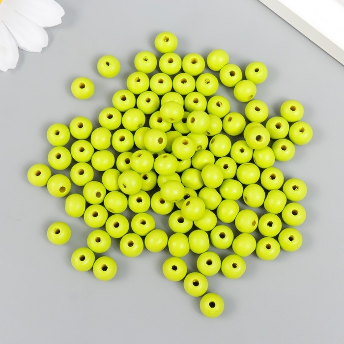 Бусины для творчества дерево "Салатовый" d-0,8 см, набор 20 гр