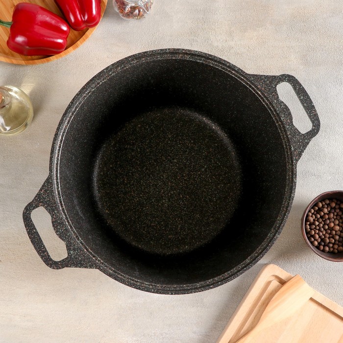 Кастрюля Granit ultra, 10 л, стеклянная крышка, антипригарное покрытие, цвет коричневый