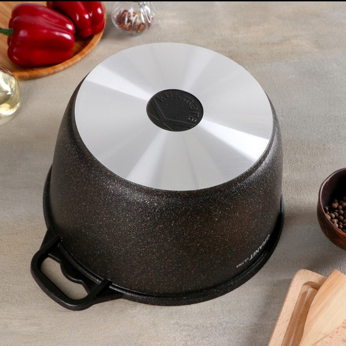 Кастрюля Granit ultra, 10 л, стеклянная крышка, антипригарное покрытие, цвет коричневый