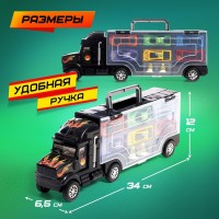 Грузовик - автовоз «Перевозчик», набор металлических машинок 6 шт. + игра