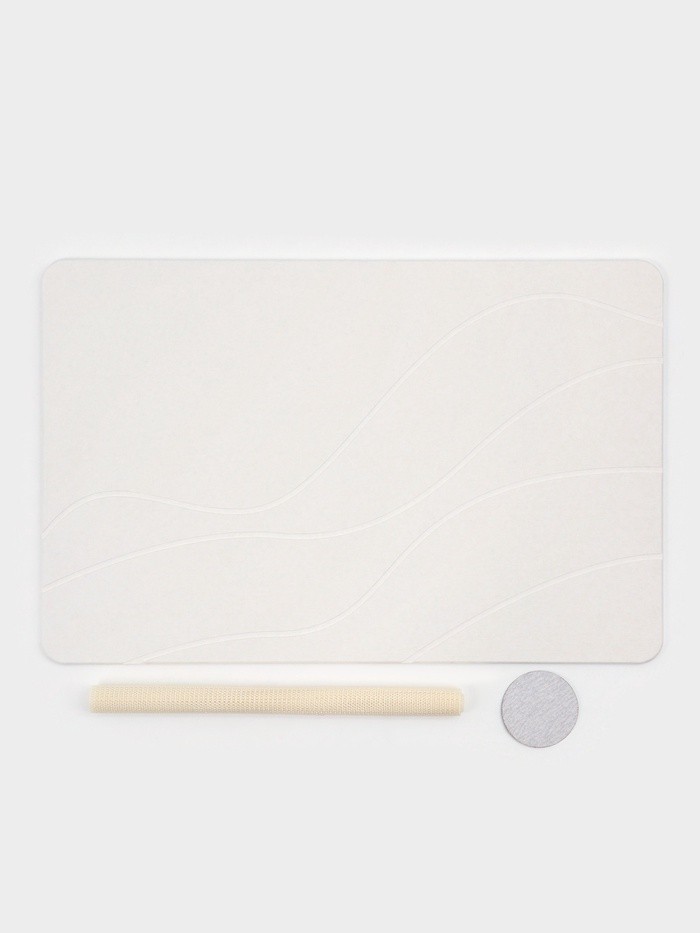 Коврик из диатомитового камня SAVANNA, 40×60 см, толщина 1 см, белый