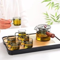 Набор для чайной церемонии ДЖЕКИЧАЙ «Шаньтоу», 9 предметов, на 6 персон, чашка 80 мл, чайник 650 мл, чахай 500 мл, стекло, чёрный