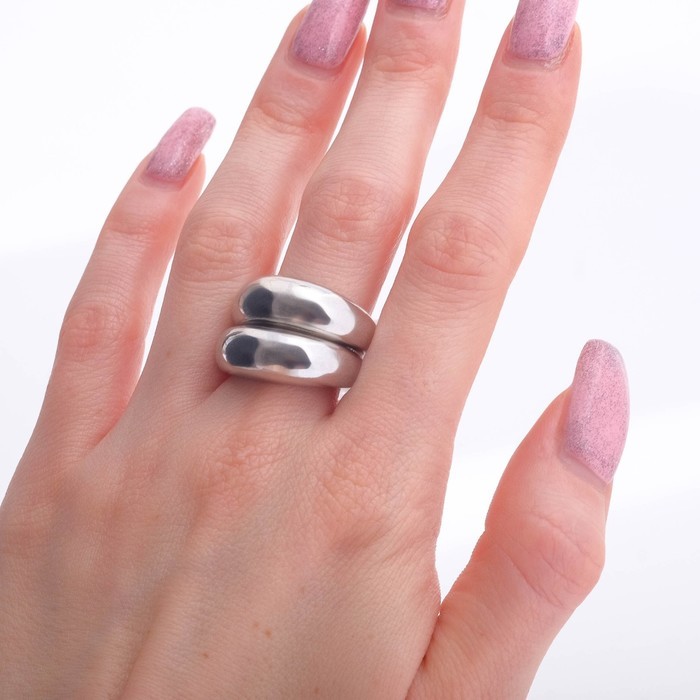 Кольцо «Минимал» двойное, цвет серебро, безразмерное