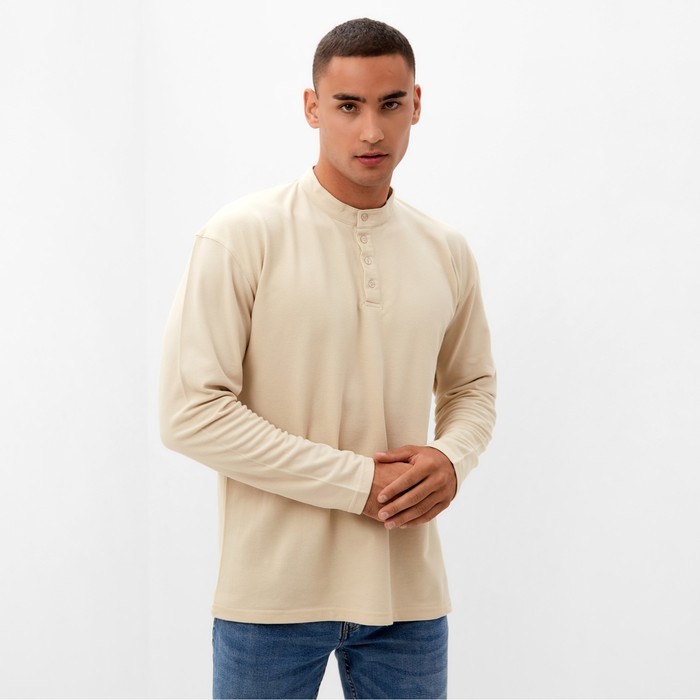 Футболка с длинным рукавом мужская MINAKU бежевая, р-р 56