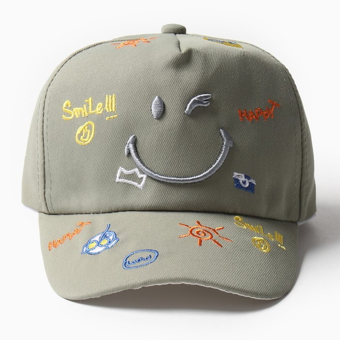 Кепка детская MINAKU «Смайл», зелёная, размер 44-46