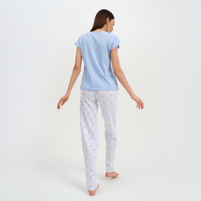 Пижама женская (брюки, футболка) KAFTAN «Звёздочки», размер 40-42, цвет голубой, белый