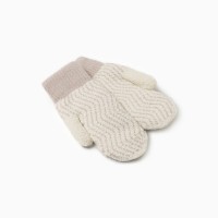 Варежки вязаные женские MINAKU, молочные, размер 24 см