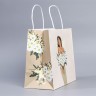 Пакет подарочный крафтовый, упаковка, «8 марта», 22×25×12 см