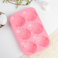 Силиконовая форма «Зайцы и цыплята», розовая, 17.1 × 26 см