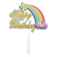 Топпер «С днём рождения», радуга, цвет розовый