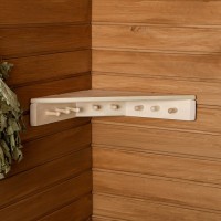 Полка - вешалка для бани и сауны «Соната», 40×40×9 см, угловая, деревянная, 8 крючков