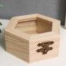 Шкатулка для росписи многогранник со стеклянной вставкой 10х9х4,5 см