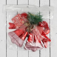 Украшение новогоднее колокольчик «Зимнее волшебство. Шишки и бантики», 19х13 см, красный