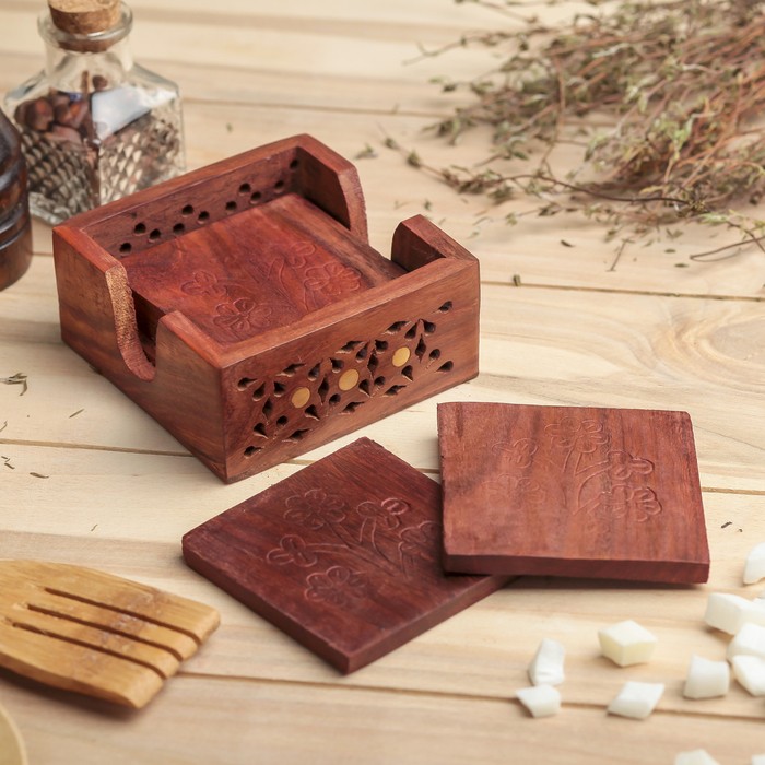 Подставка под горячее "Квадрат" дерево 9,8х9,2х4,5 см