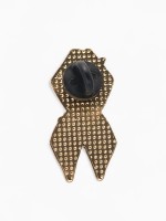 Значок «Георгиевская лента с флагом России», цветной в золоте