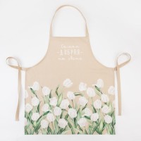 Фартук кухонный «Этель. Белые тюльпаны», 60×70 см, 100% хлопок, саржа 190 г/м²