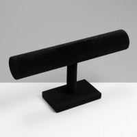 Подставка для часов, браслетов QF, флок, 30×7,5×15,5 см, d=5 см, цвет чёрный