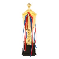 Кубок 180С, наградная фигура, золото, подставка пластик, триколор, 33×12×7 см