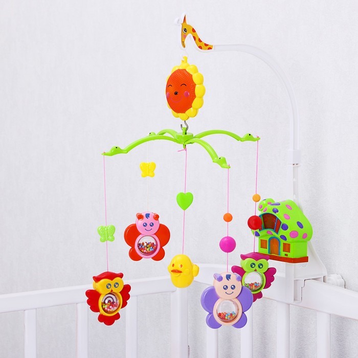 Мобиль музыкальный «Пряничный домик. Совы и бабочки», заводной