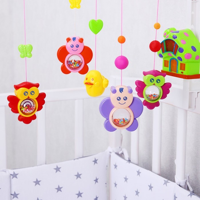 Мобиль музыкальный «Пряничный домик. Совы и бабочки», заводной