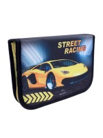 Пенал 3 секции, вкладка внутри, 140 х 210 х 40 мм, тканевый, Calligrata TOP Block "Тачка желтая"