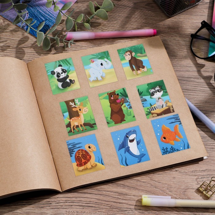 Наклейки бумажные «Животный мир» , 11 × 15,5 см