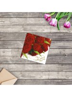 Открытка мини «От всей души», красные розы, 7×7 см