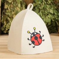 Шапка для бани и сауны «Божья коровка», полиэфир, шерсть, детская