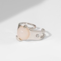 Кольцо «Жемчужина» матовая, цвет бежевый в серебре, безразмерное