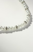 Бусы «Невеста» с жемчугом, со стразами, шар №4, белые, 43.5 см