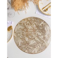 Набор салфеток сервировочных на стол Доляна «Листья», d=38 см, 4 шт, цвет серебряный