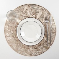 Набор салфеток сервировочных на стол Доляна «Листья», d=38 см, 4 шт, цвет серебряный