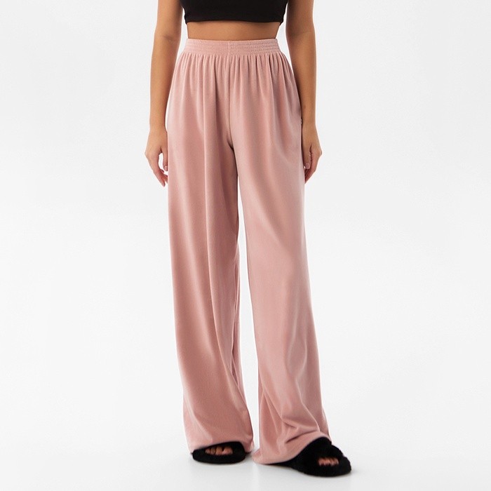 Брюки домашние женские KAFTAN Plushy, размер 52-54, розовые