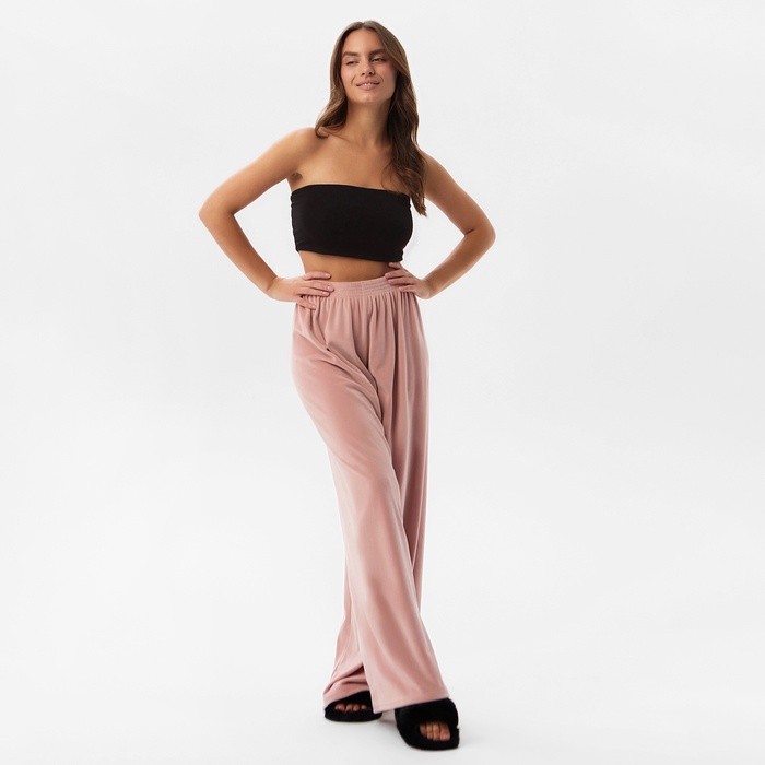 Брюки домашние женские KAFTAN Plushy, размер 52-54, розовые