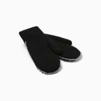 Варежки вязаные женские MINAKU, чёрные, размер 22 см